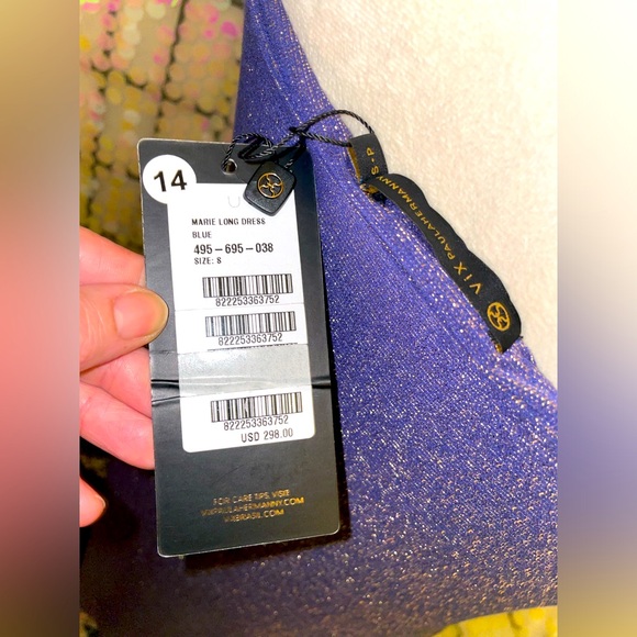 ViX NWT Blue Lurex Marie Long Dress in Blue ✨ Sz S Gorgeous!! - Picture 9 of 16